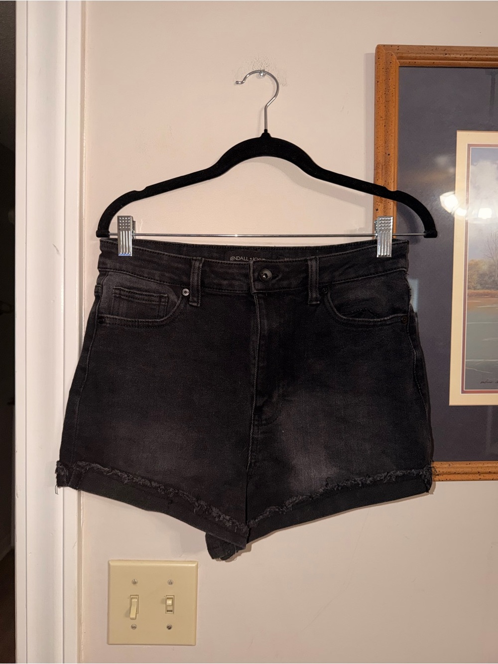 Kendall & Kylie Black Frayed Hem Denim Shorts